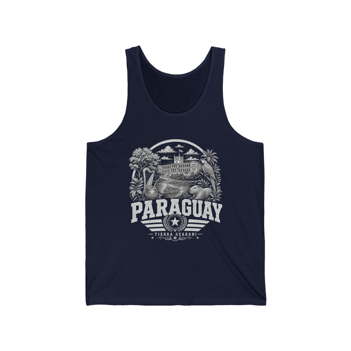 Paraguay vintage landmarks men's tee — iconic landmark design | Nameshi Destinations (view 7)