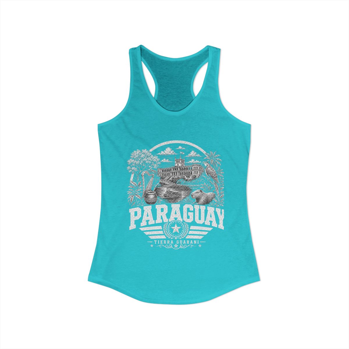 Paraguay vintage landmarks tank top — iconic landmark design | Nameshi Destinations (view 8)