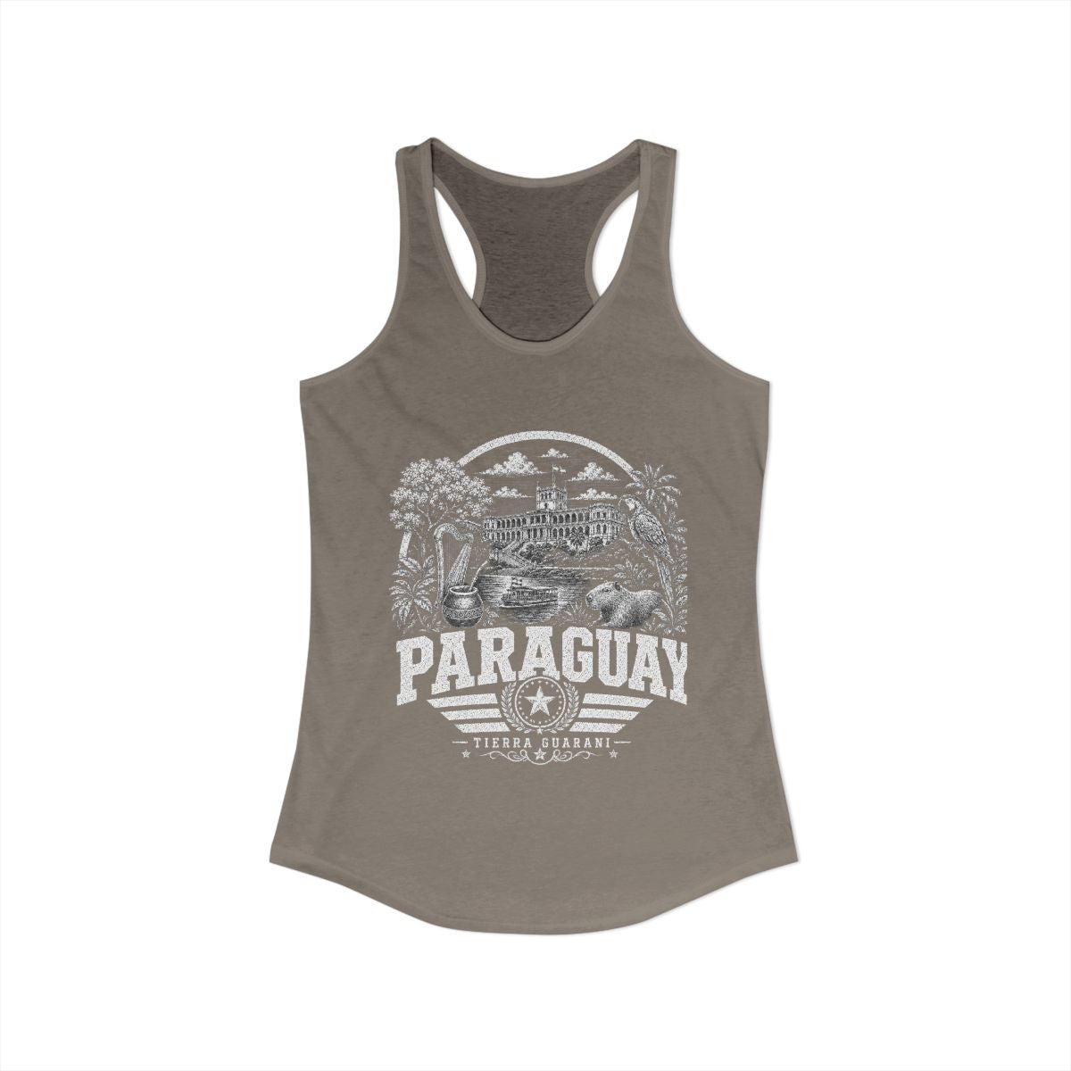 Paraguay vintage landmarks tank top — iconic landmark design | Nameshi Destinations (view 4)