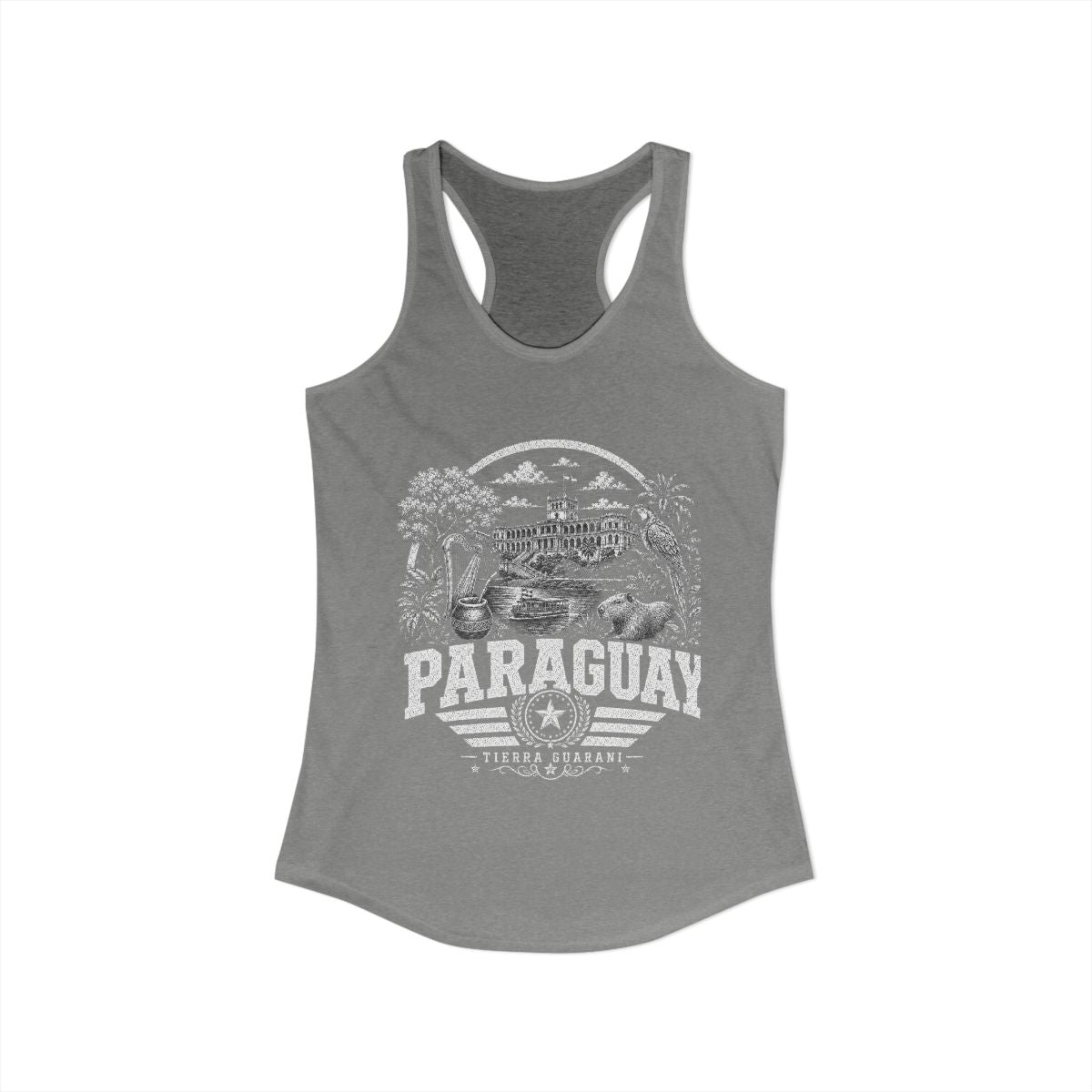 Paraguay vintage landmarks tank top — iconic landmark design | Nameshi Destinations (view 3)