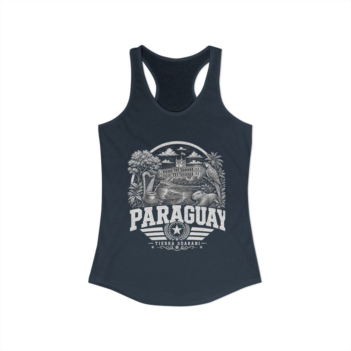Paraguay vintage landmarks tank top — iconic landmark design | Nameshi Destinations (view 9)