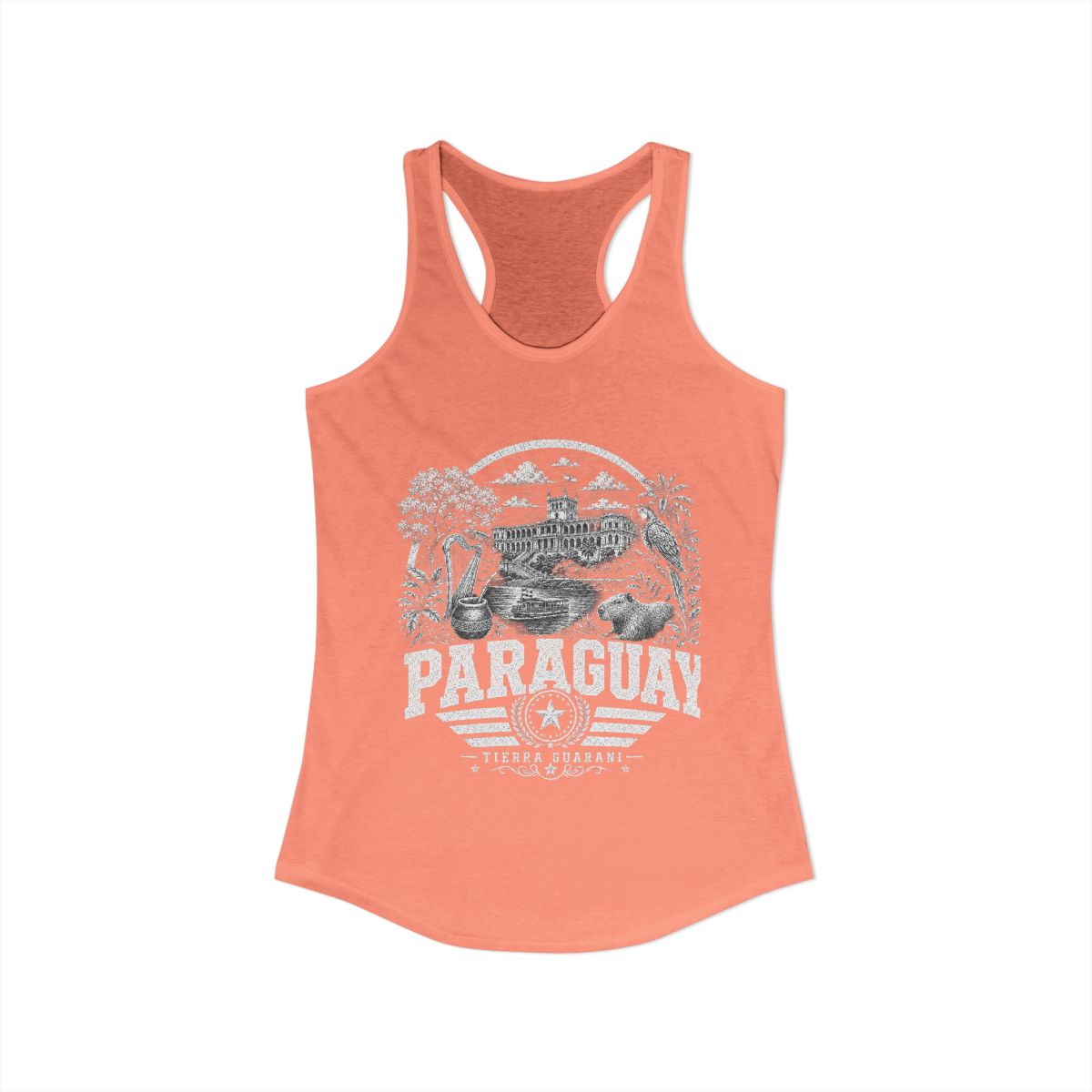 Paraguay vintage landmarks tank top — iconic landmark design | Nameshi Destinations (view 1)