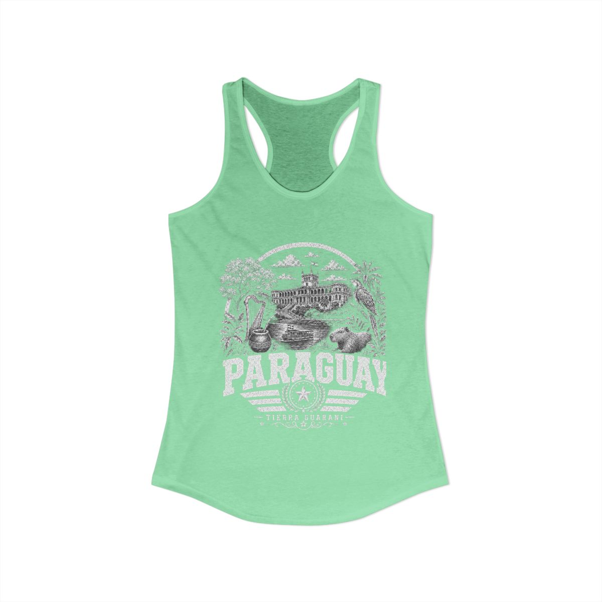 Paraguay vintage landmarks tank top — iconic landmark design | Nameshi Destinations (view 6)