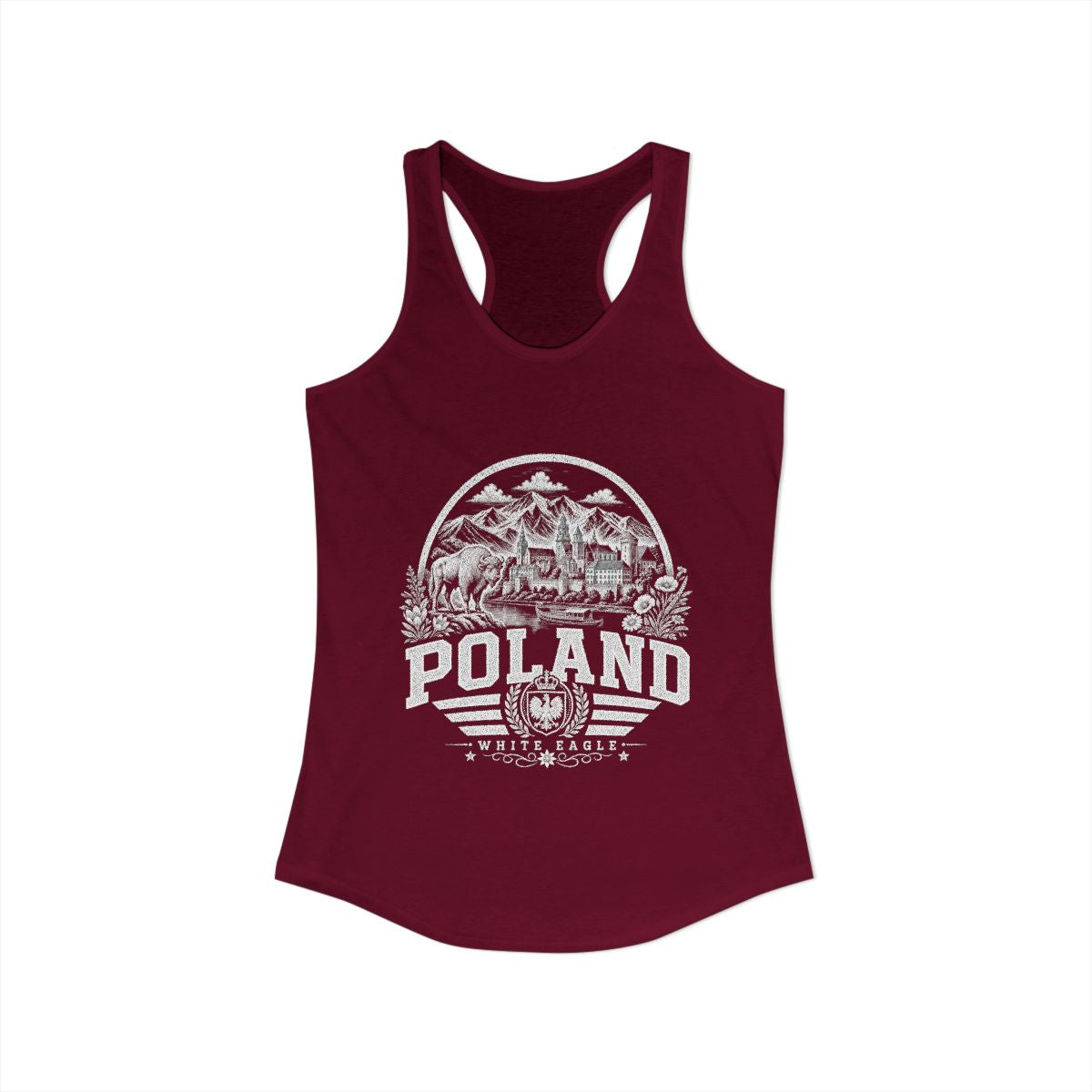 Poland Women's Tank Top — Solid Cardinal Red (front)
