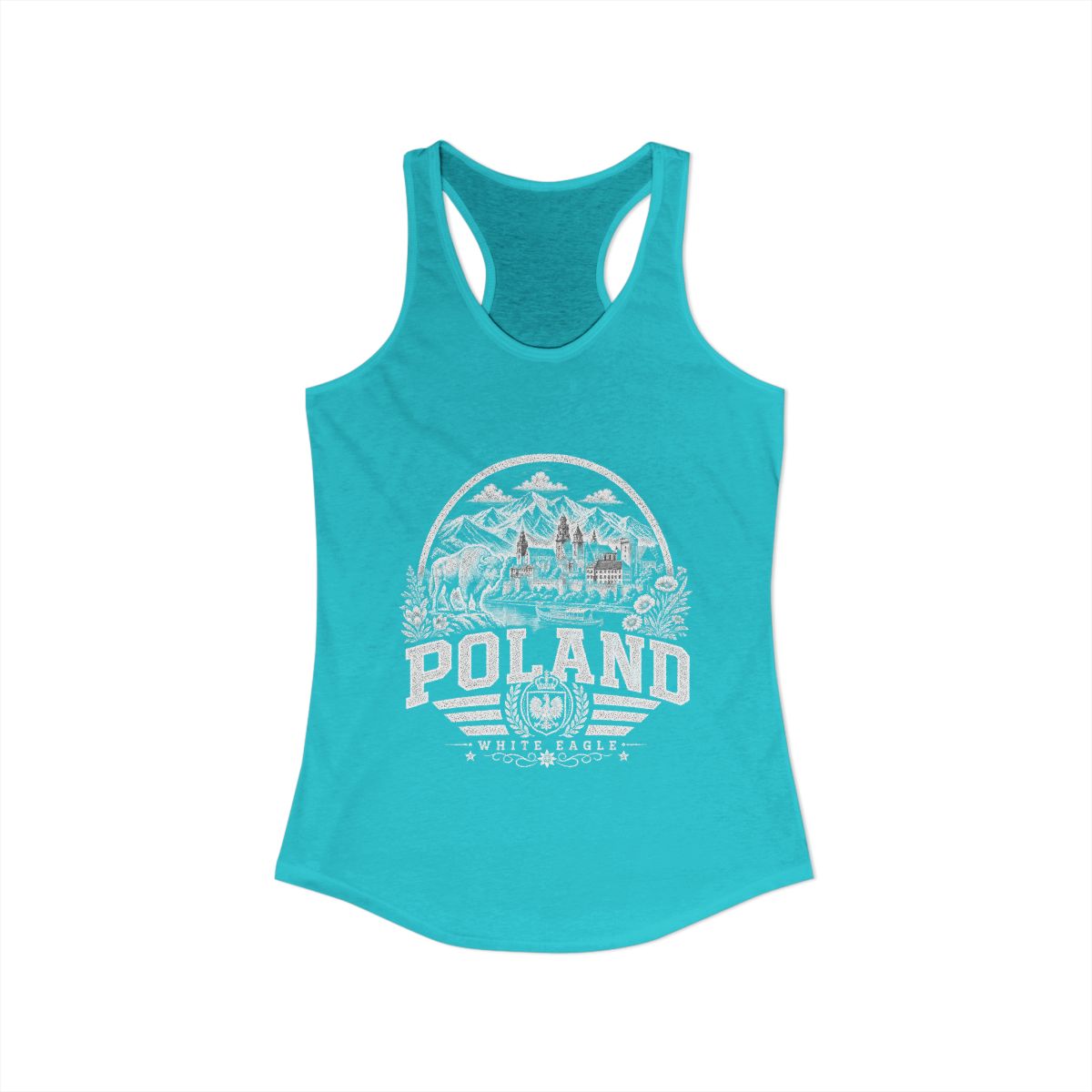 Poland Women's Tank Top — Solid Tahiti Blue (front)