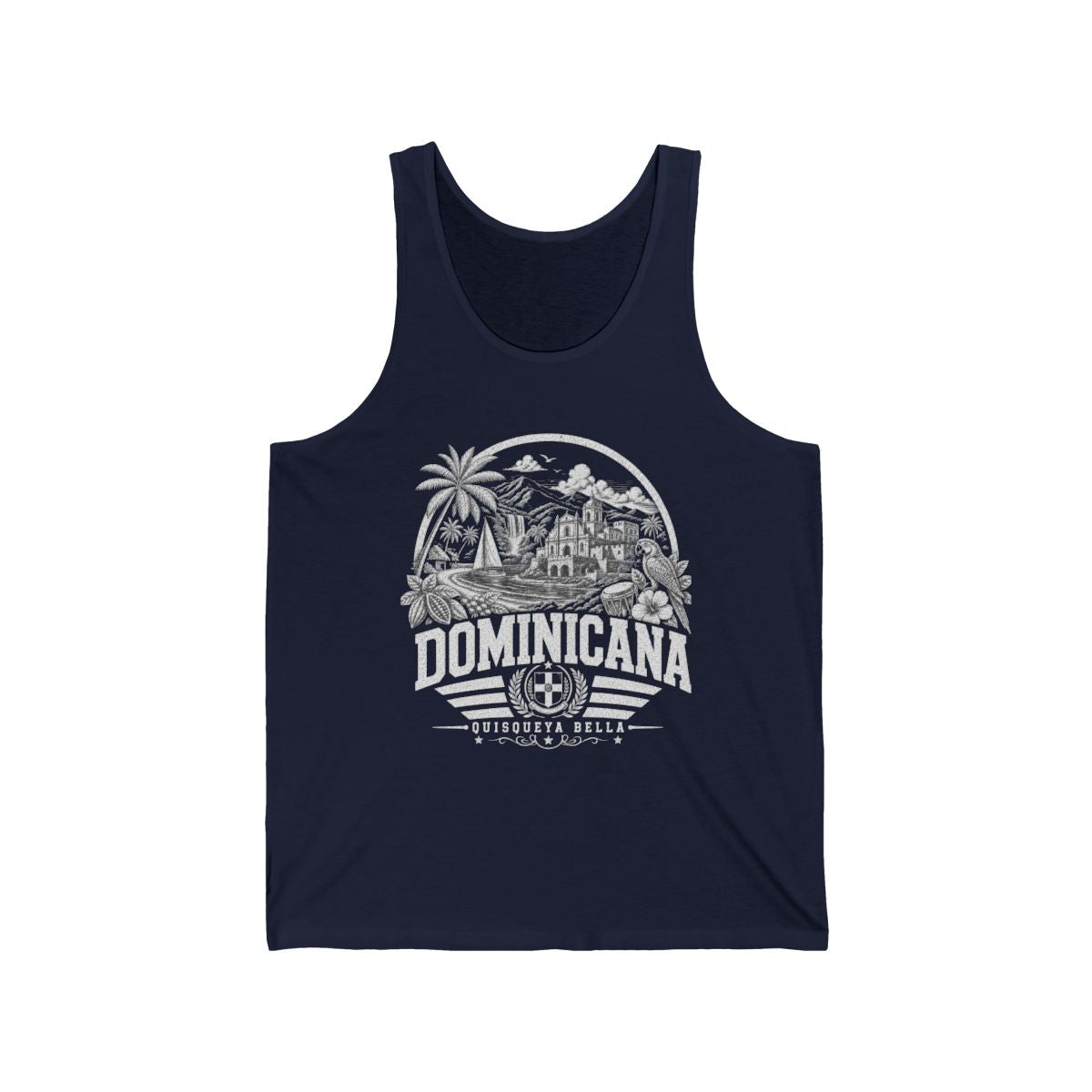 República Dominicana vintage landmarks men's tee — iconic landmark design | Nameshi Destinations (view 7)
