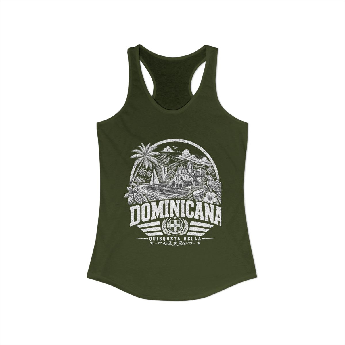 República Dominicana vintage landmarks tank top — iconic landmark design | Nameshi Destinations (view 5)