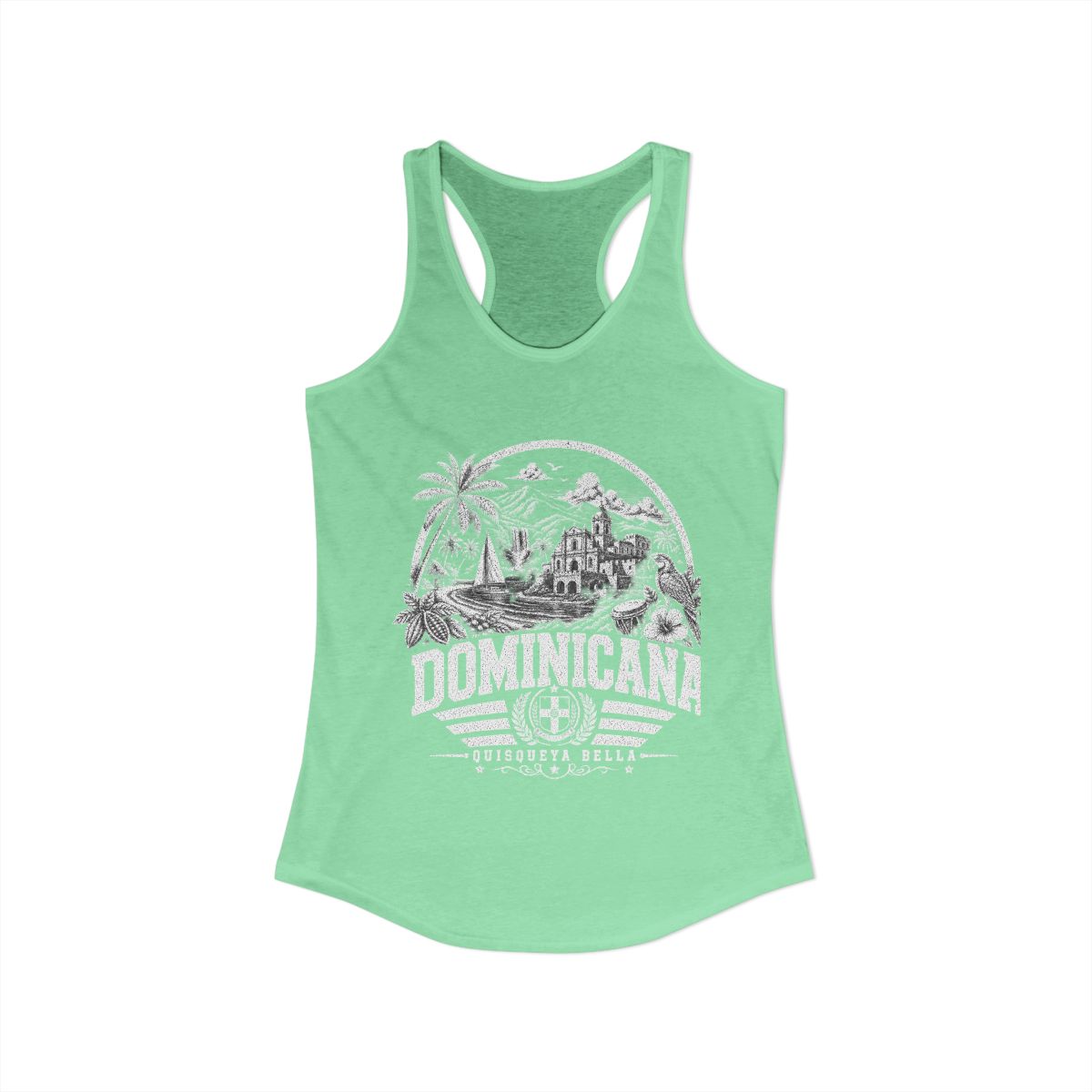 República Dominicana vintage landmarks tank top — iconic landmark design | Nameshi Destinations (view 6)