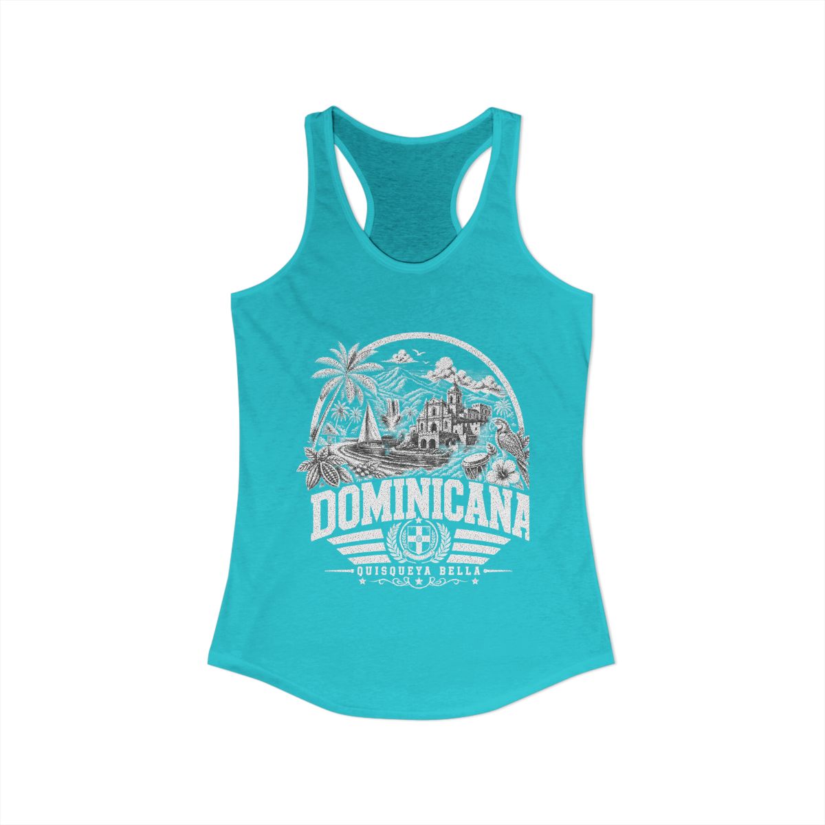 Republica Dominicana Women's Tank Top — Solid Tahiti Blue (front)
