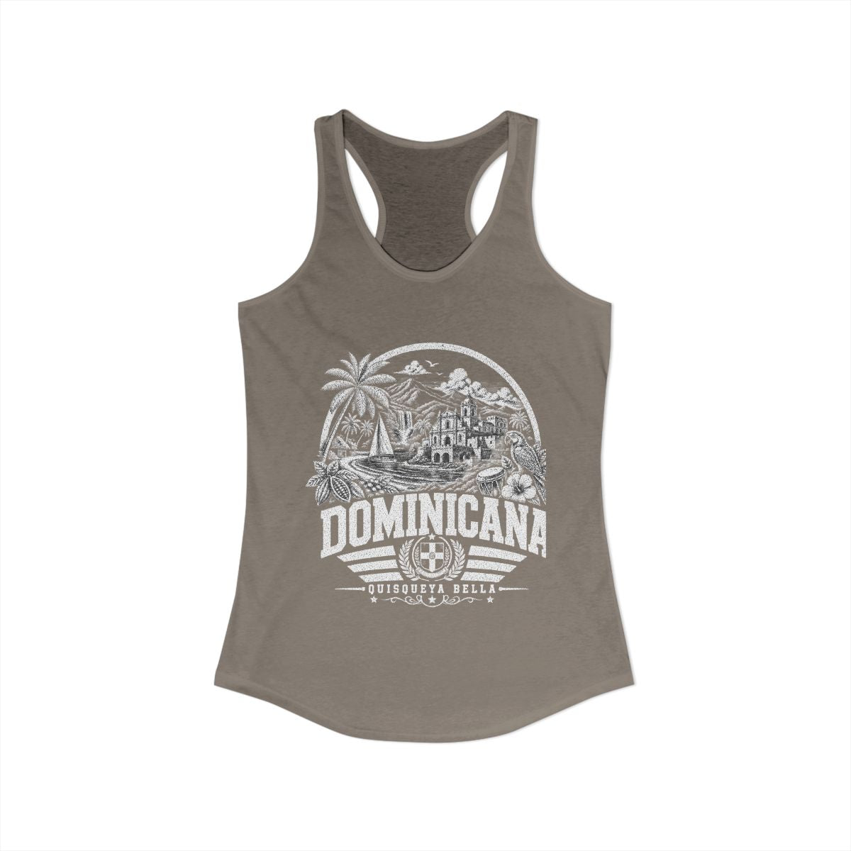 República Dominicana vintage landmarks tank top — iconic landmark design | Nameshi Destinations (view 4)