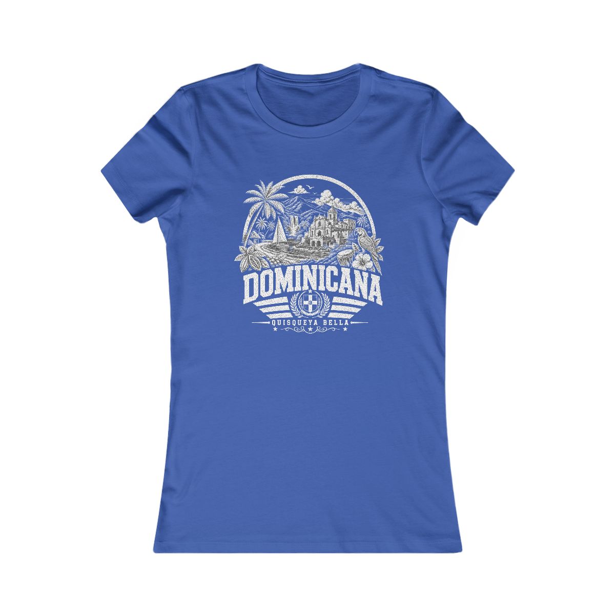 Dominica vintage landmarks women's tee — iconic landmark design | Nameshi Destinations (view 3)