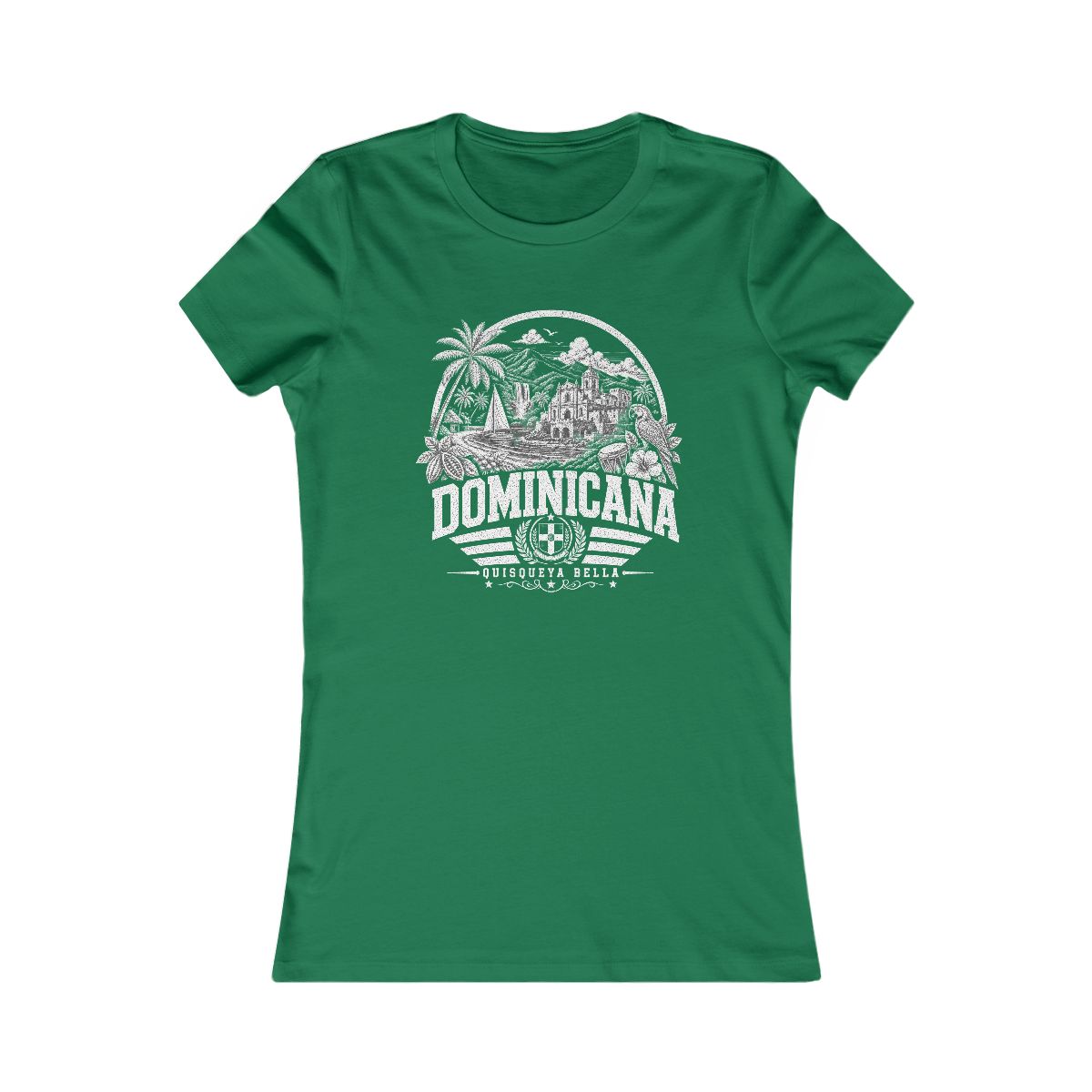 Dominica vintage landmarks women's tee — iconic landmark design | Nameshi Destinations (view 2)