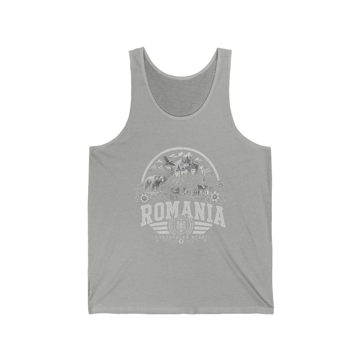 Romania Men's Tank Top — Athletic Heather (front)