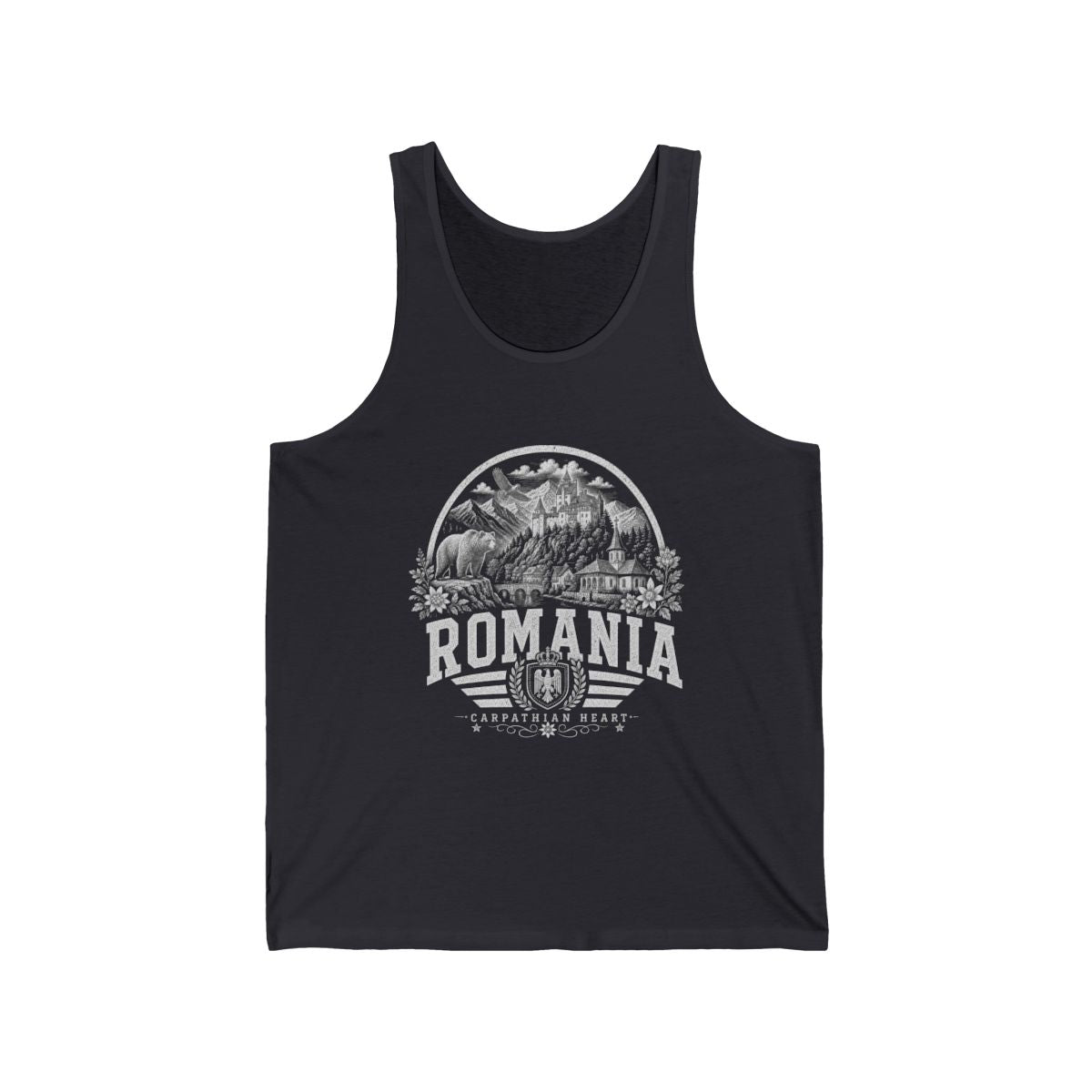 Romania Men's Tank Top — Dark Grey (front)