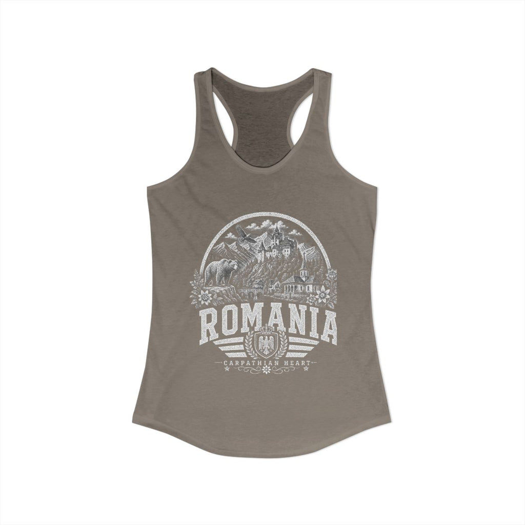 Romania Women's Tank Top — Solid Warm Gray (front)