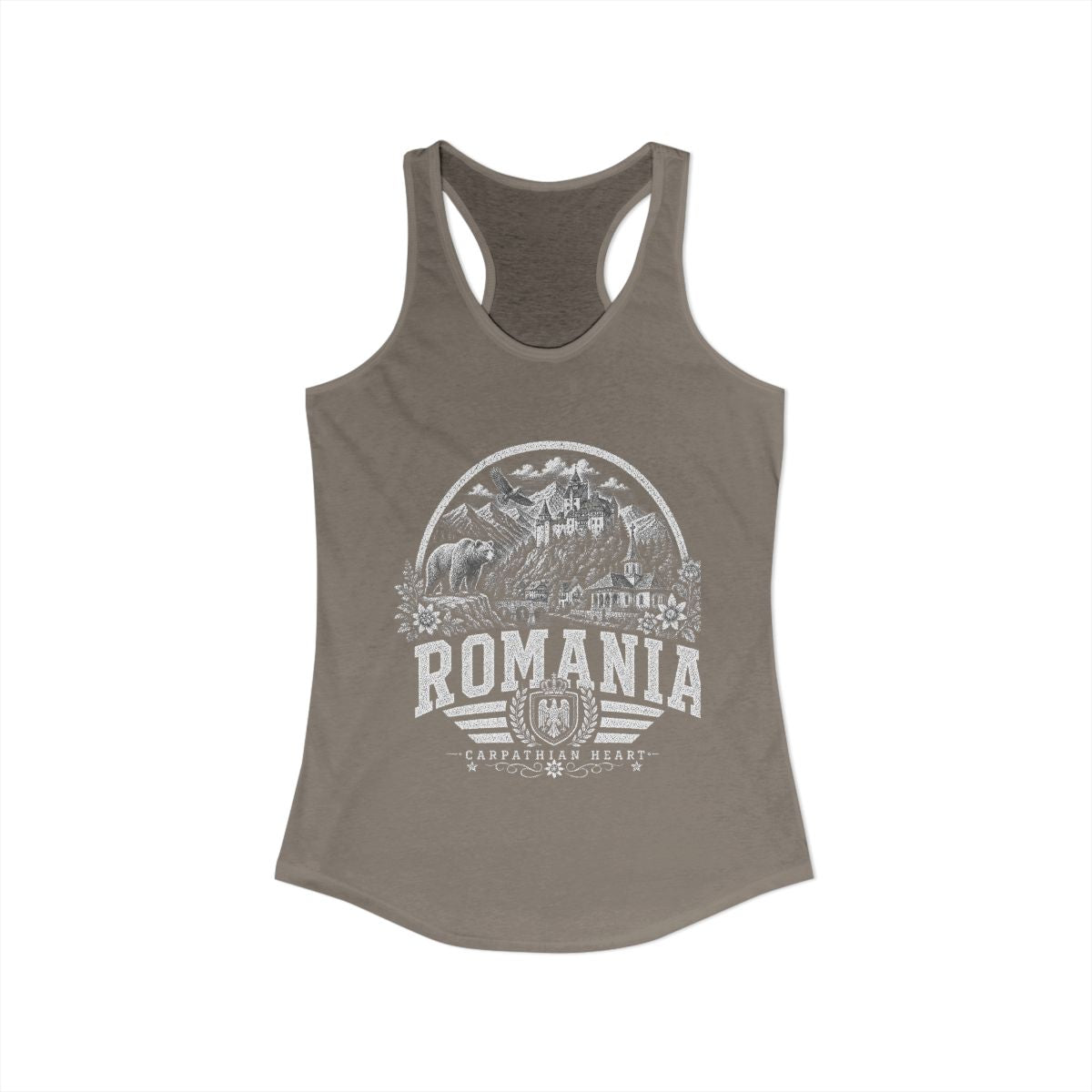 Romania Women's Tank Top — Solid Warm Gray (front)