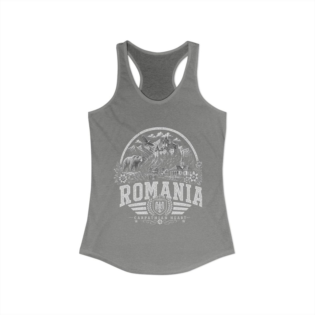 Romania Women's Tank Top — Heather Grey (front)