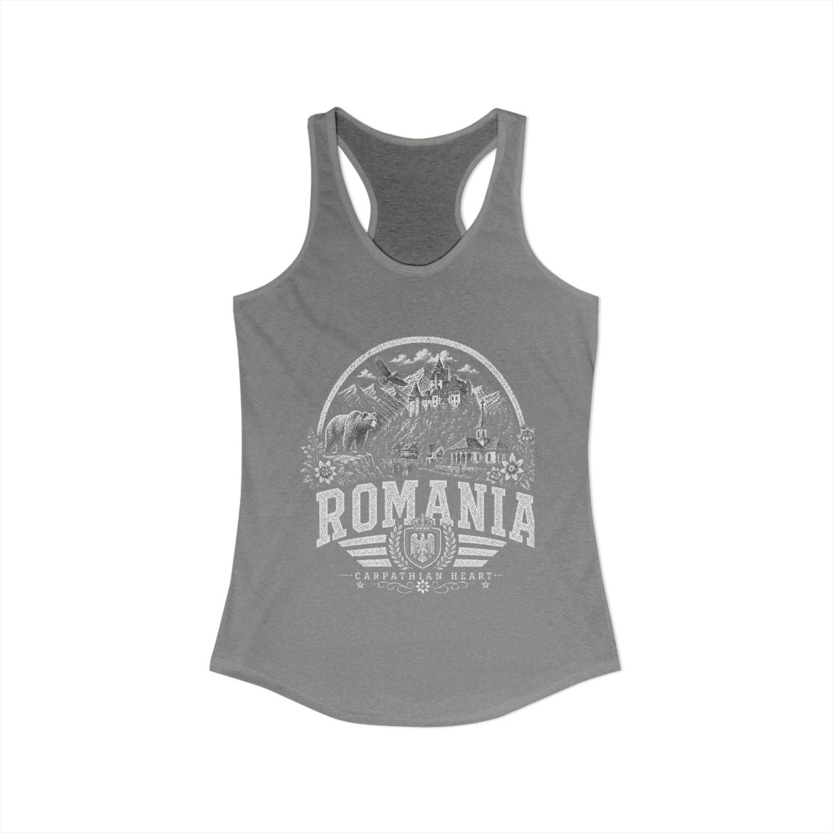 Romania Women's Tank Top — Heather Grey (front)