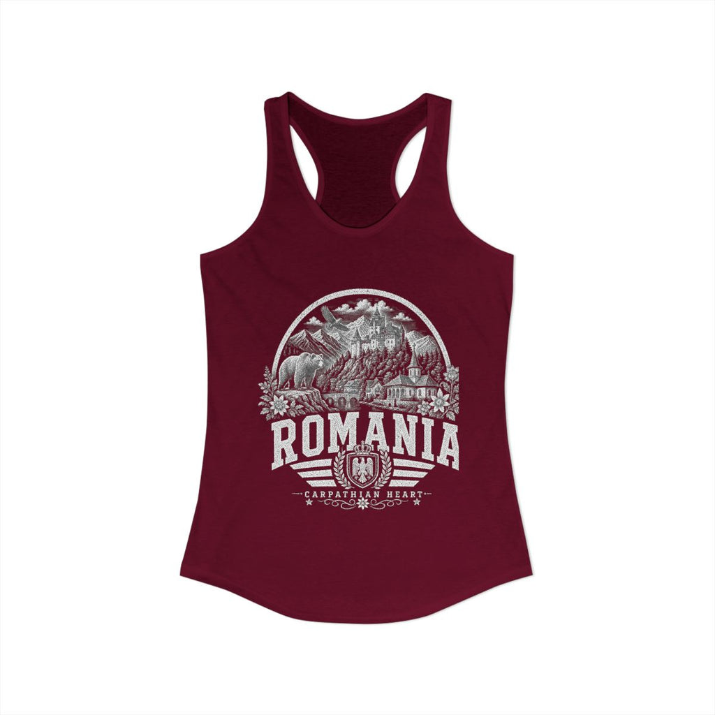 Romania Women's Tank Top — Solid Cardinal Red (front)