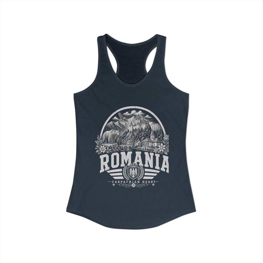 Romania Women's Tank Top — Solid Indigo (front)