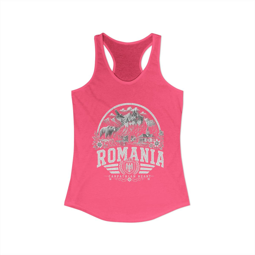 Romania Women's Tank Top — Solid Hot Pink (front)