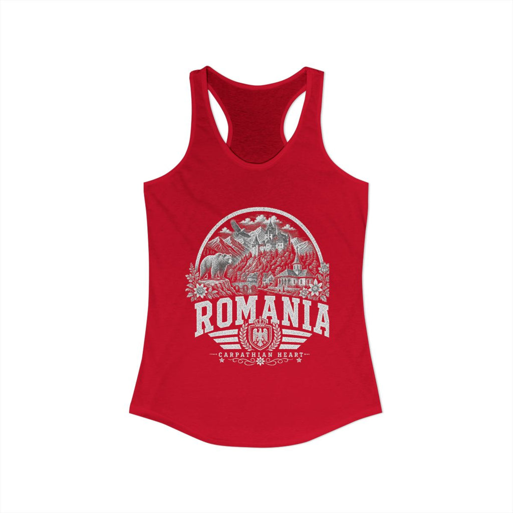 Romania Women's Tank Top — Solid Red (front)