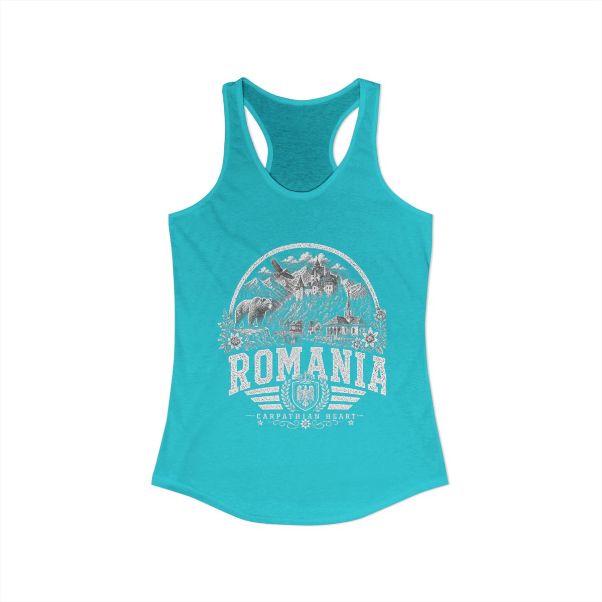 Romania Women's Tank Top — Solid Tahiti Blue (front)