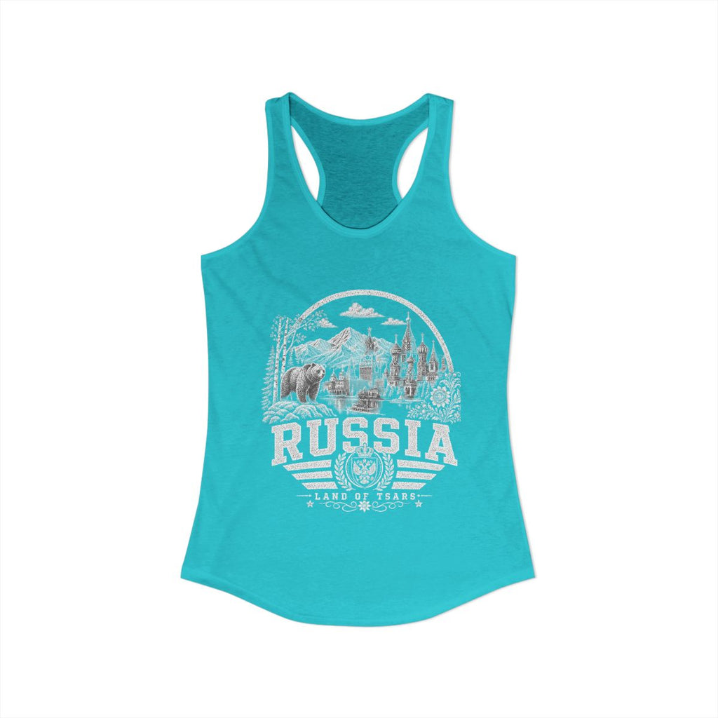 Russia Women's Tank Top — Solid Tahiti Blue (front)
