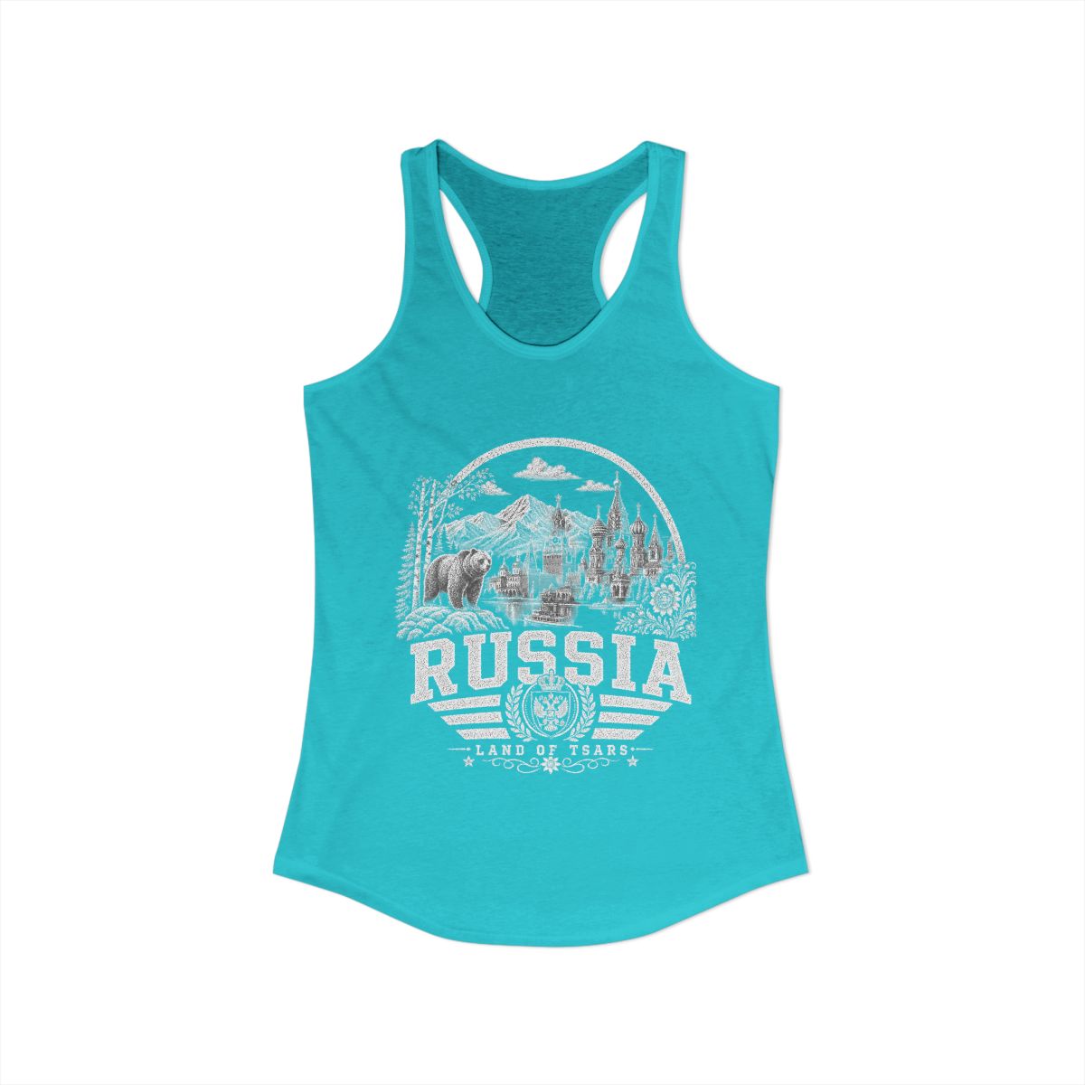Russia Women's Tank Top — Solid Tahiti Blue (front)