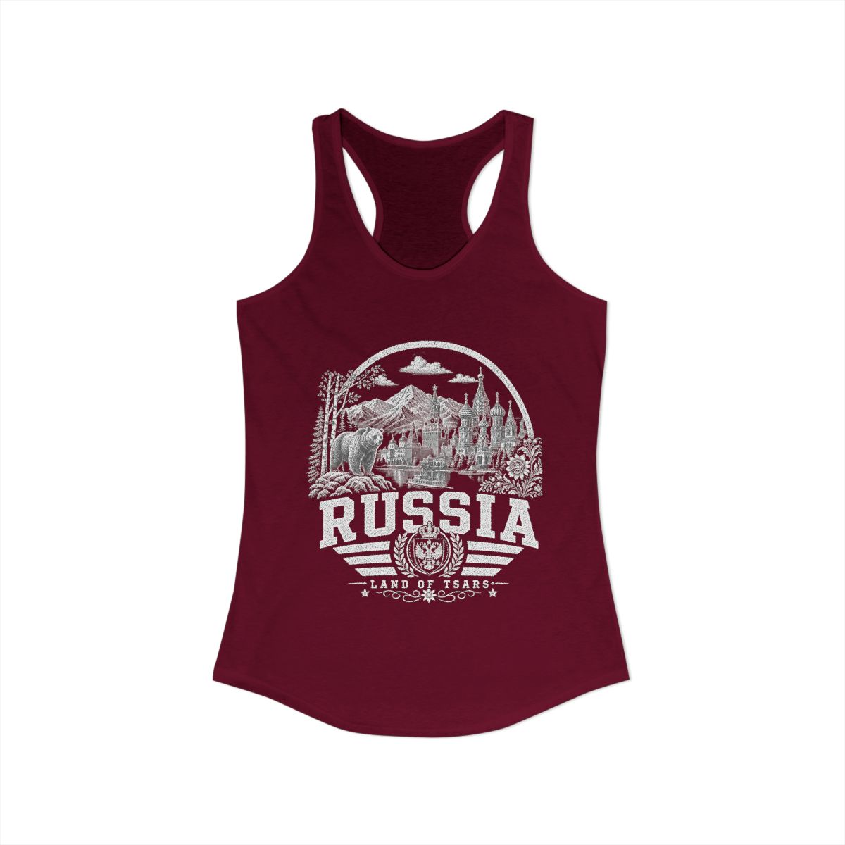 Russia Women's Tank Top — Solid Cardinal Red (front)