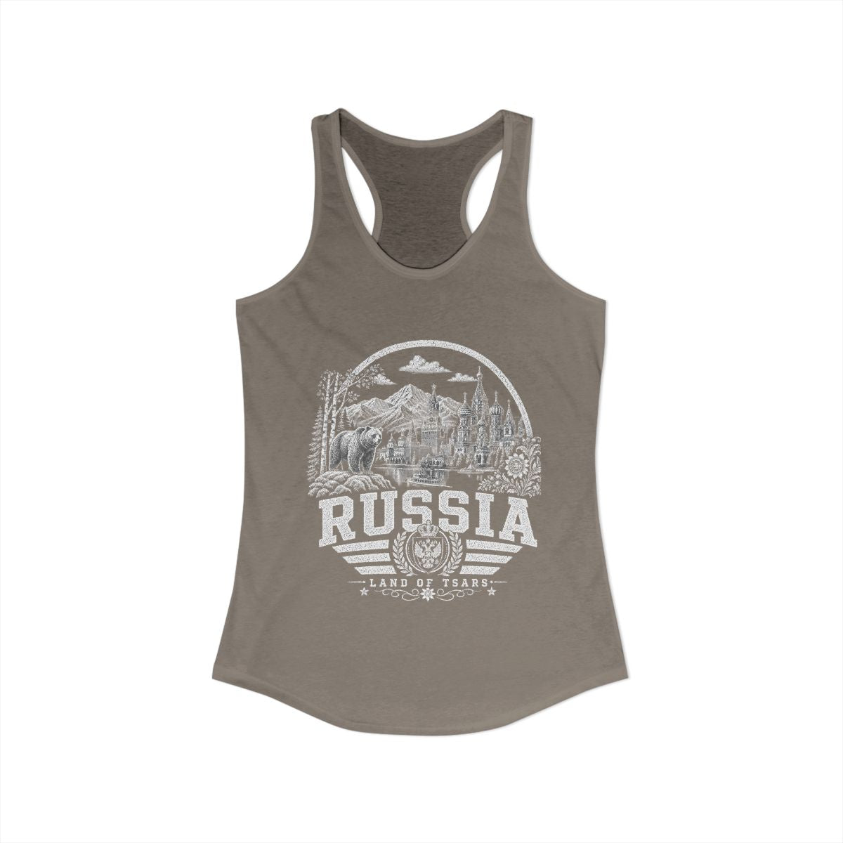 Russia Women's Tank Top — Solid Warm Gray (front)