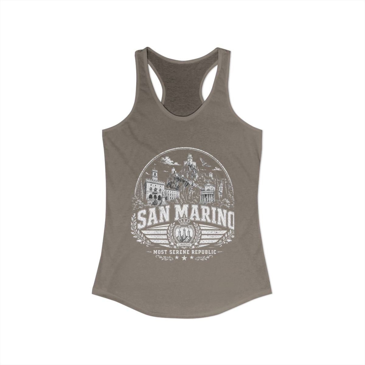 San Marino vintage landmarks tank top — iconic landmark design | Nameshi Destinations (view 23)