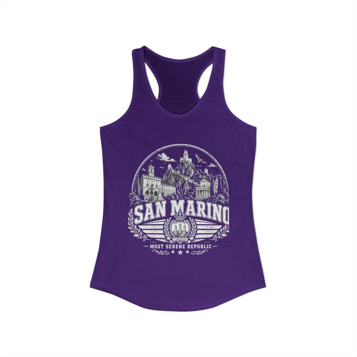 San Marino vintage landmarks tank top — iconic landmark design | Nameshi Destinations (view 15)