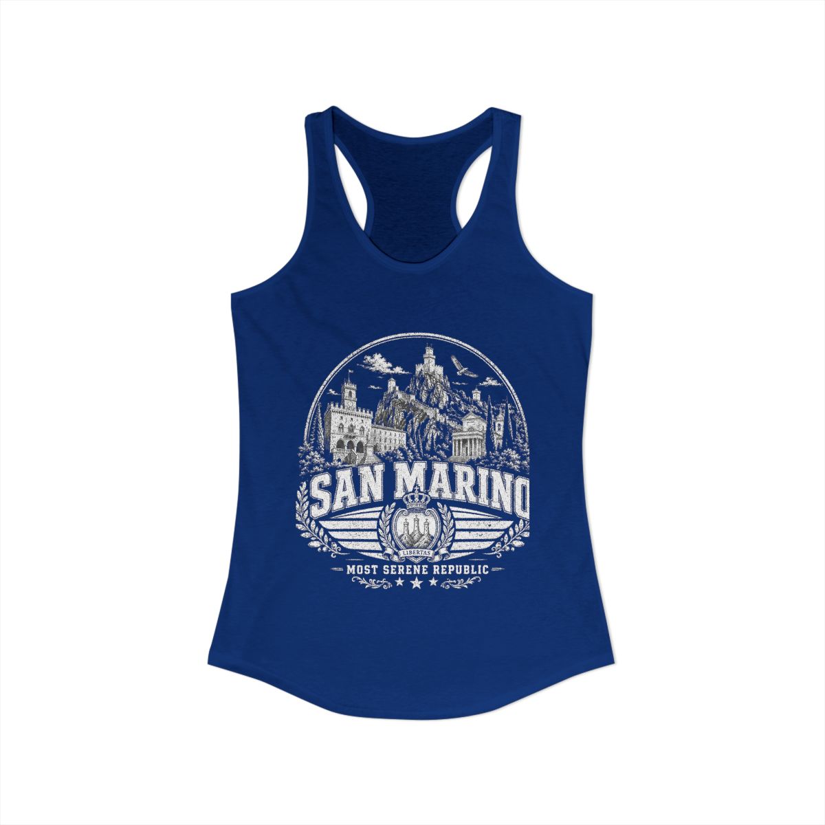 San Marino vintage landmarks tank top — iconic landmark design | Nameshi Destinations (view 19)