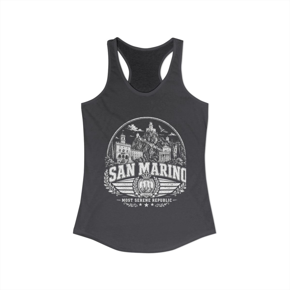 San Marino vintage landmarks tank top — iconic landmark design | Nameshi Destinations (view 29)