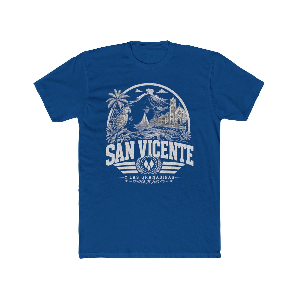 San Vicente & Las Granadinas Men's Tee — Solid Cool Blue