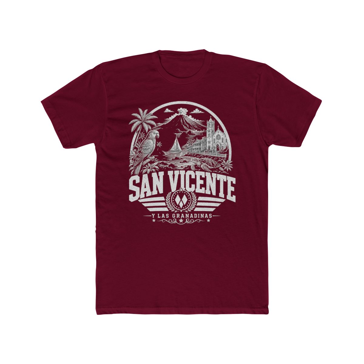 San Vicente & Las Granadinas Men's Tee — Solid Cardinal Red