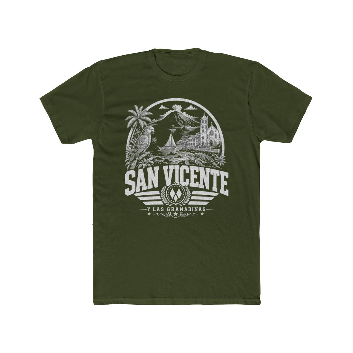 San Vicente & Las Granadinas Men's Tee — Solid Military Green