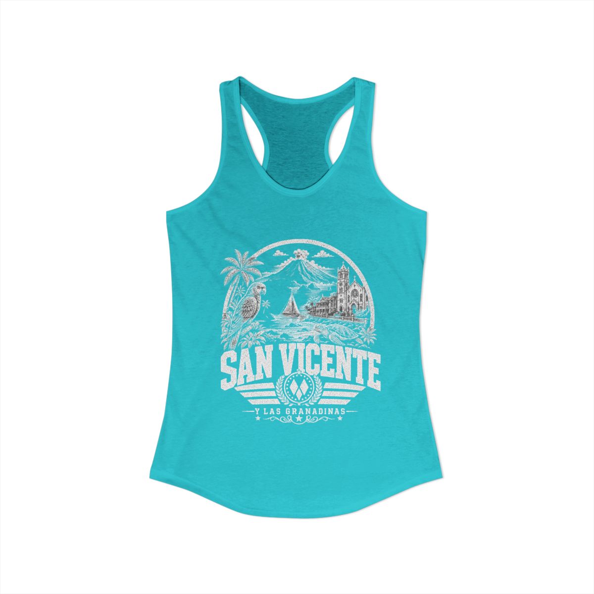 San Vicente & Las Granadinas Women's Tank Top — Solid Tahiti Blue (front)