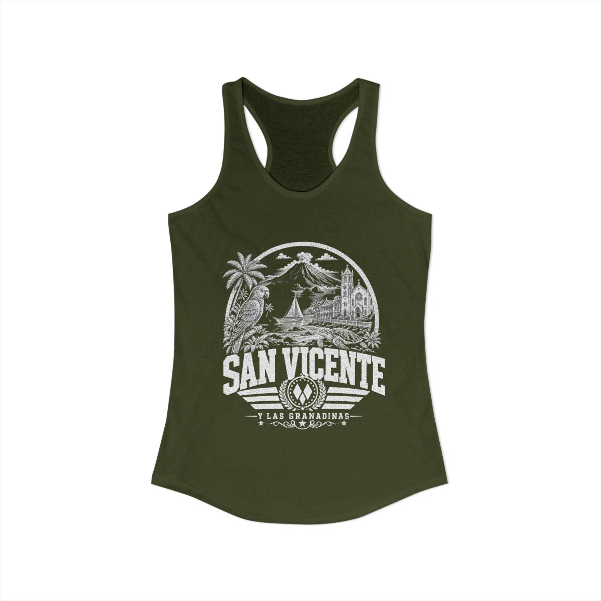 San Vicente & Las Granadinas Women's Tank Top — Solid Military Green (front)