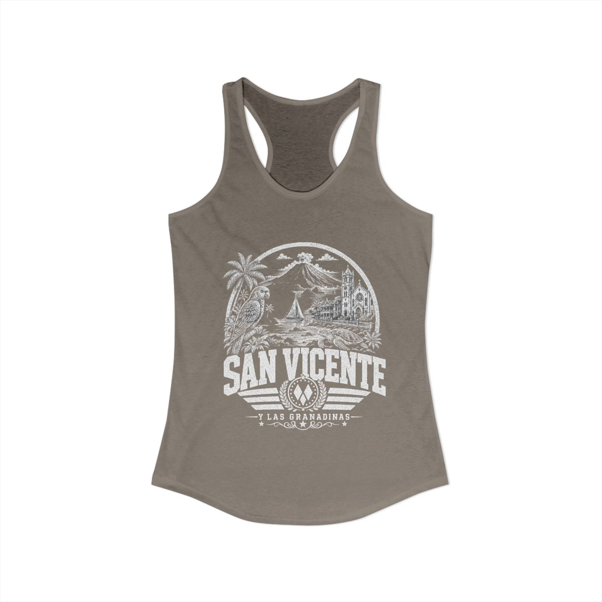 San Vicente & Las Granadinas Women's Tank Top — Solid Warm Gray (front)