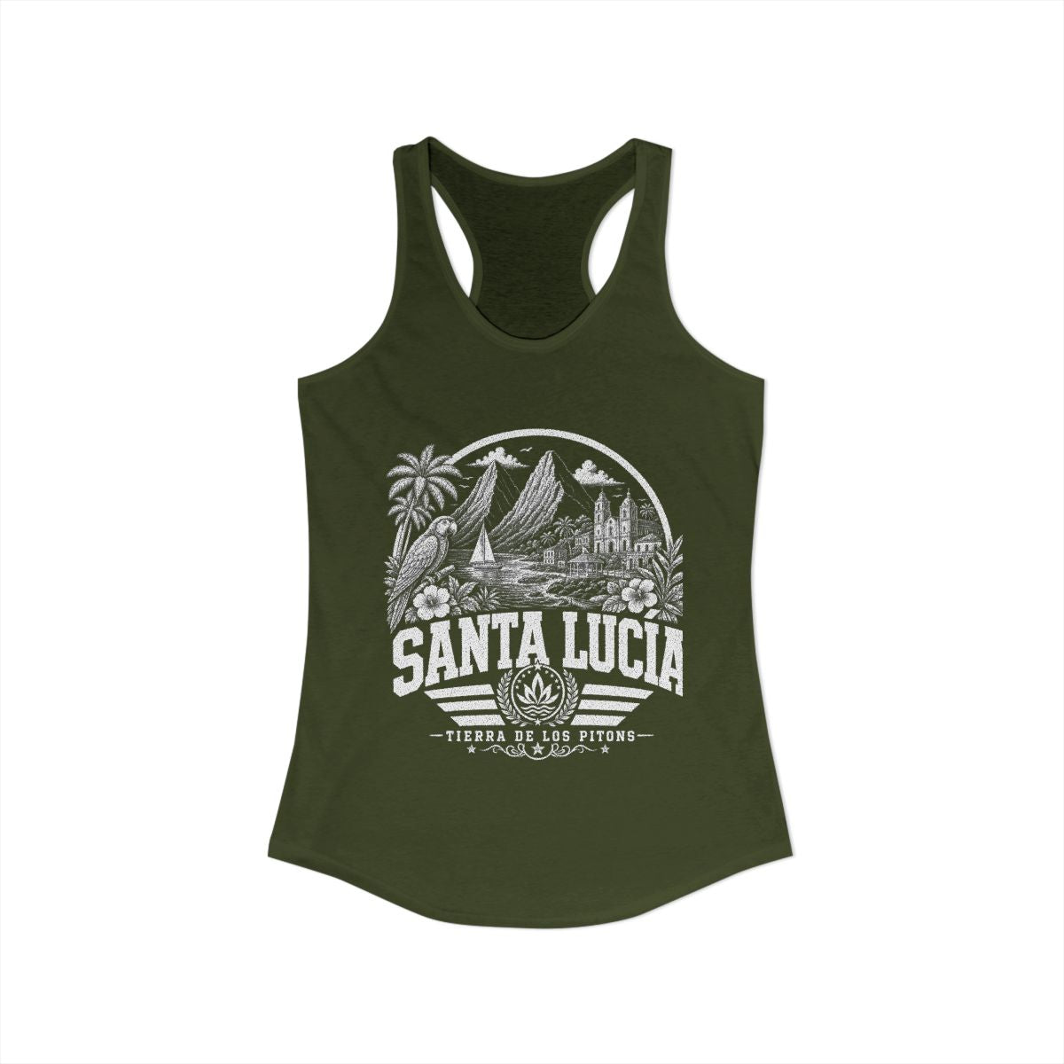 Santa Lucía vintage landmarks tank top — iconic landmark design | Nameshi Destinations (view 11)