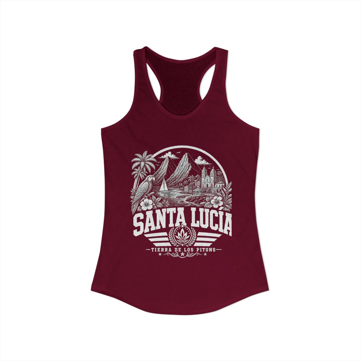 Santa Lucía vintage landmarks tank top — iconic landmark design | Nameshi Destinations (view 27)