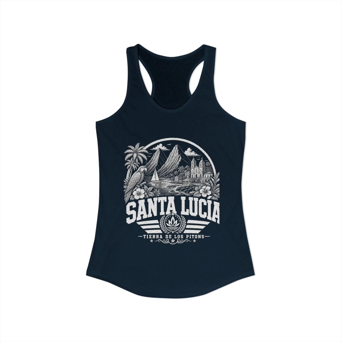Santa Lucía vintage landmarks tank top — iconic landmark design | Nameshi Destinations (view 9)