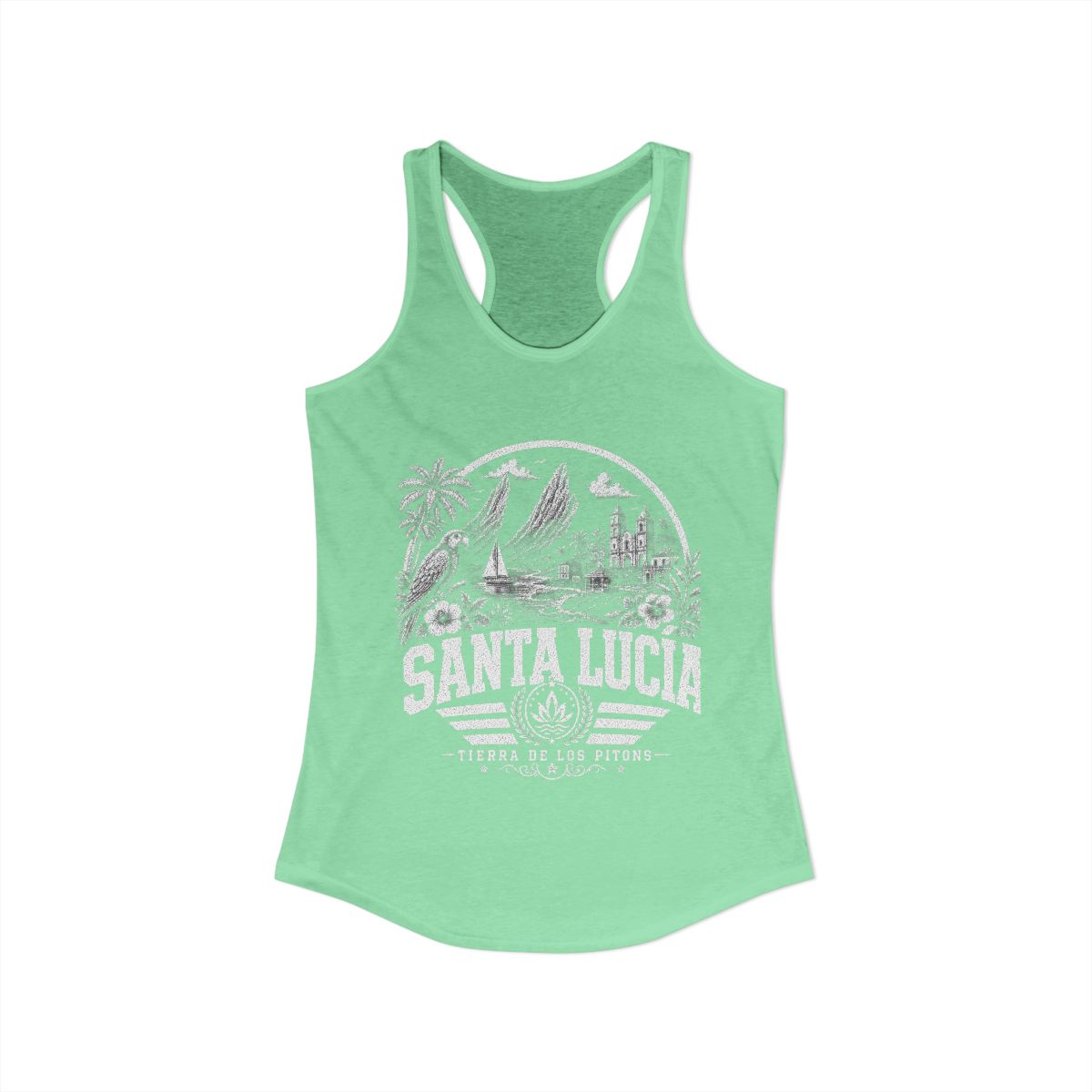 Santa Lucía vintage landmarks tank top — iconic landmark design | Nameshi Destinations (view 13)