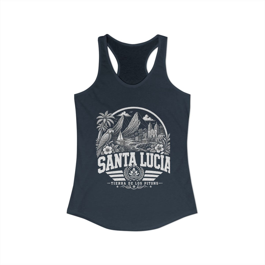 Santa Lucía vintage landmarks tank top — iconic landmark design | Nameshi Destinations (view 5)