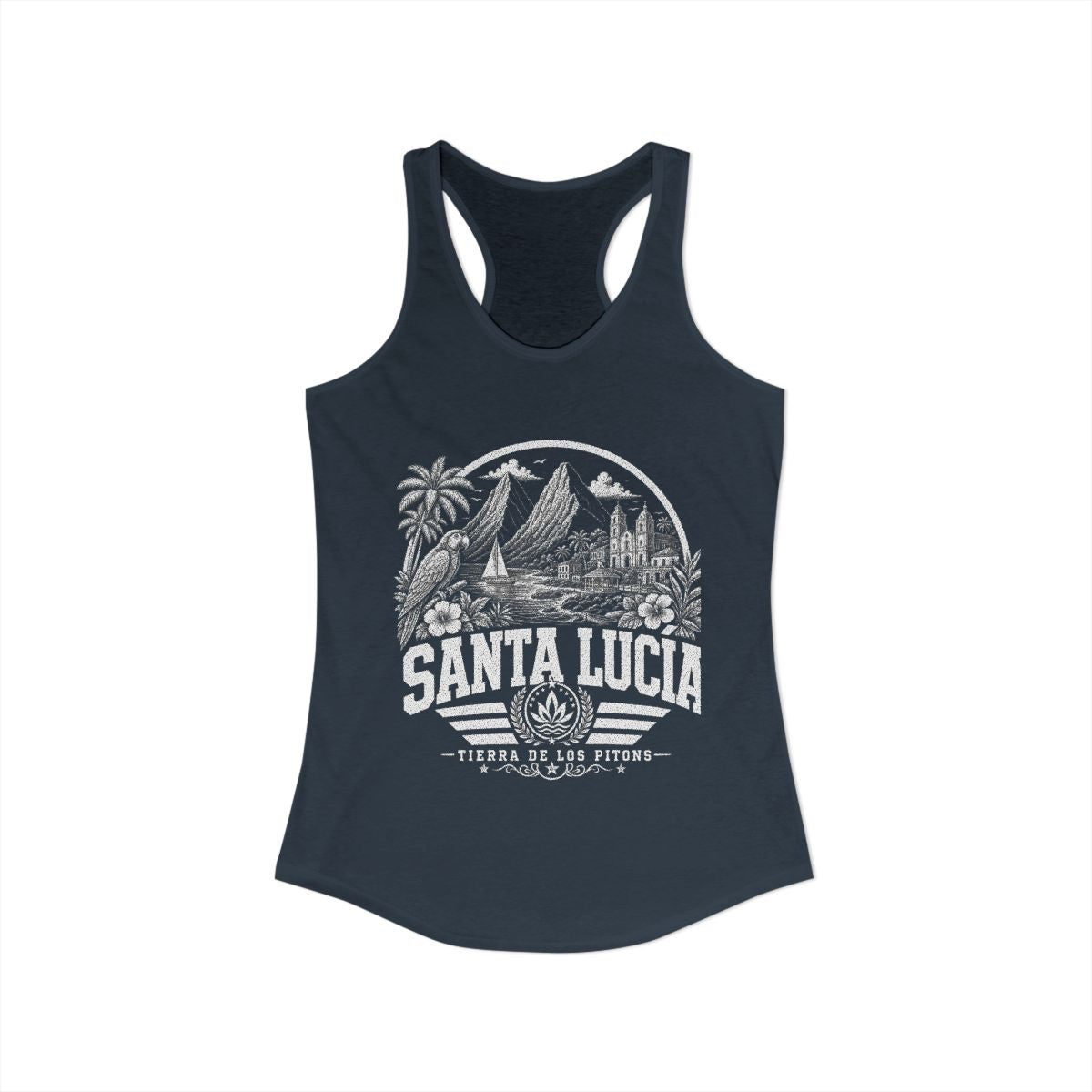 Santa Lucía vintage landmarks tank top — iconic landmark design | Nameshi Destinations (view 5)