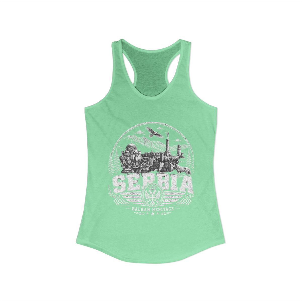 Serbia vintage landmarks tank top — iconic landmark design | Nameshi Destinations (view 13)