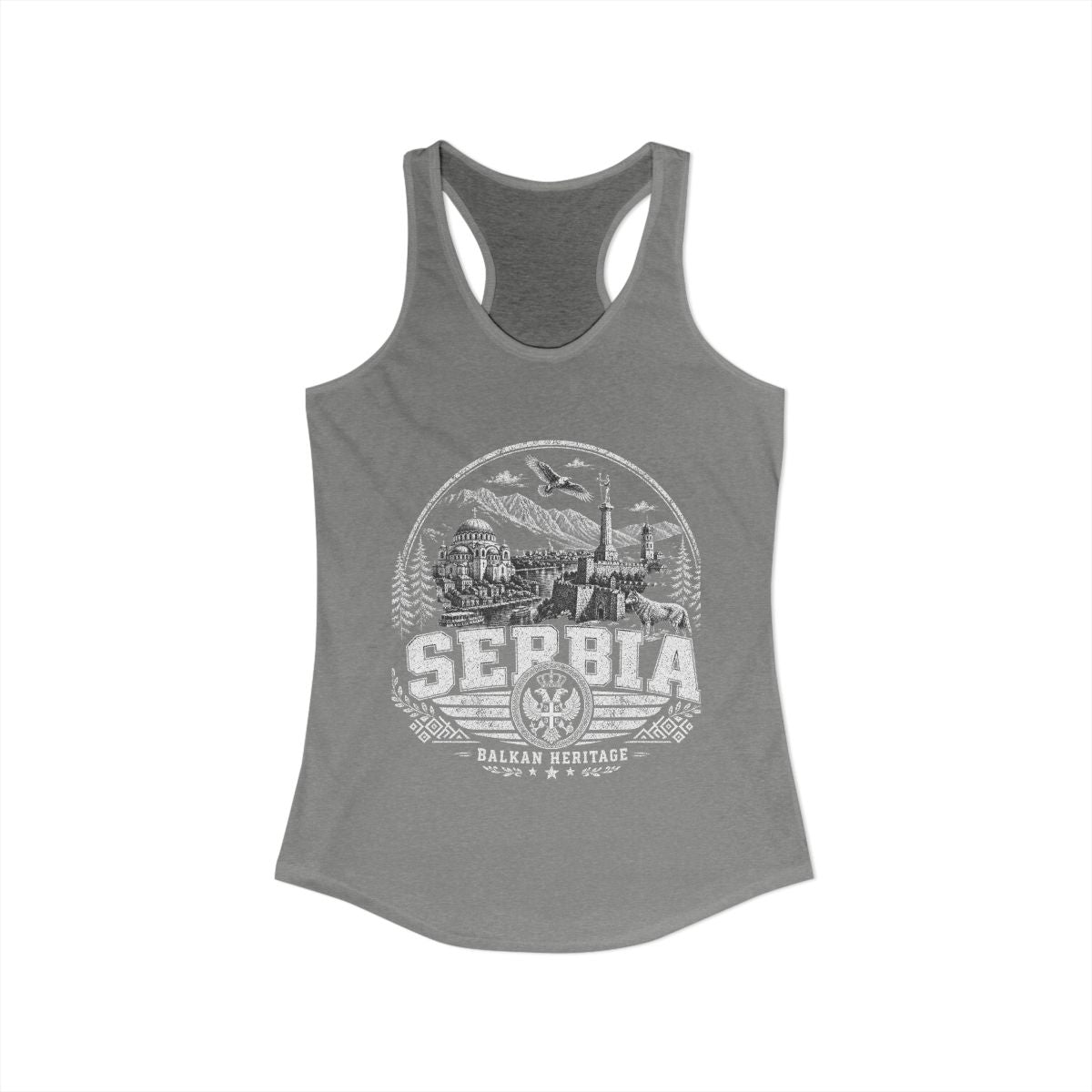 Serbia vintage landmarks tank top — iconic landmark design | Nameshi Destinations (view 25)