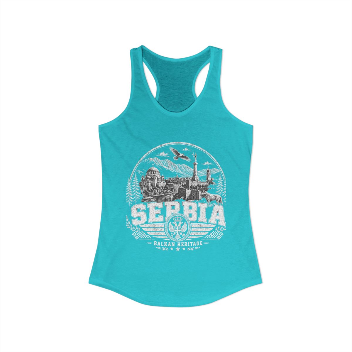 Serbia vintage landmarks tank top — iconic landmark design | Nameshi Destinations (view 21)